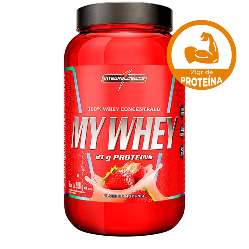 MY WHEY SHAKE INTEGRALMEDICA POTE 900GR MORANGO - UNIDADE