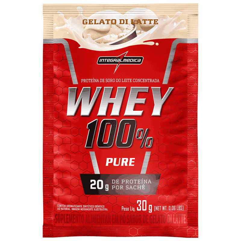 WHEY 100% PURE INTEGRALMEDICA SACHÊ 30GR GELATO DI LATE - DP COM 10 SC
