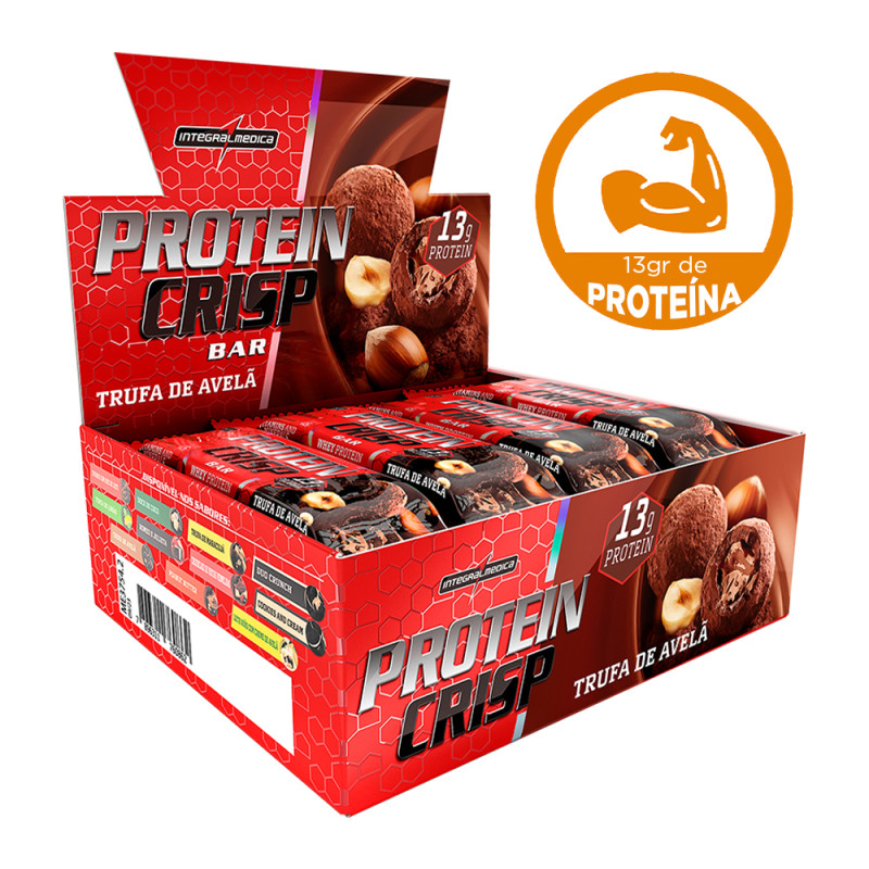 BARRA PROTEIN CRISP INTEGRALMEDICA 45GR TRUFA AVELÃ - DP COM 12 UN