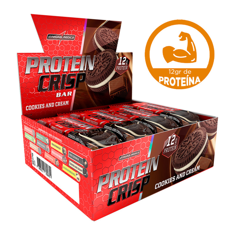 BARRA PROTEIN CRISP INTEGRALMEDICA 45GR COOKIES AND CREAM - DP COM 12 UN