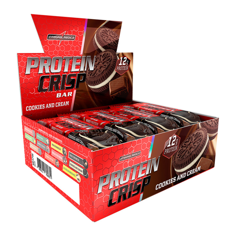 BARRA PROTEIN CRISP INTEGRALMEDICA 45GR COOKIES AND CREAM - DP COM 12 UN