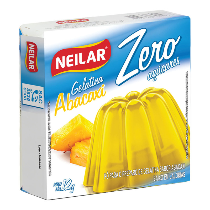 GELATINA ZERO AÇÚCARES NEILAR 12GR ABACAXI - CX COM 24 UN