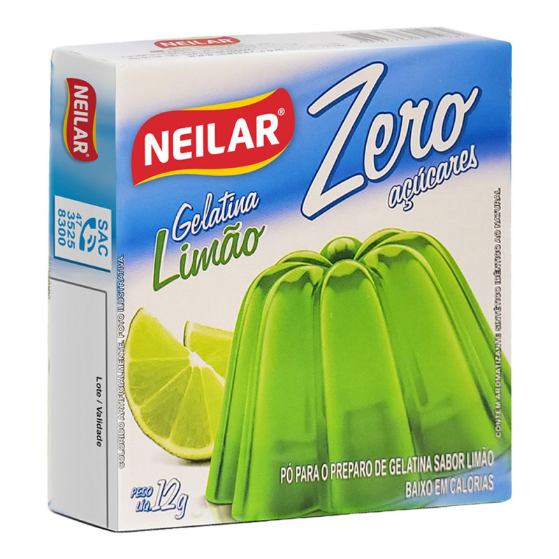 GELATINA ZERO AÇÚCARES NEILAR 12GR LIMÃO - CX COM 24 UN