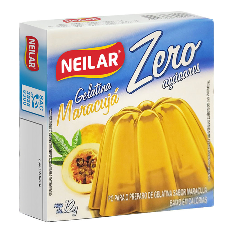 GELATINA ZERO AÇÚCARES NEILAR 12GR MARACUJÁ - CX COM 24 UN