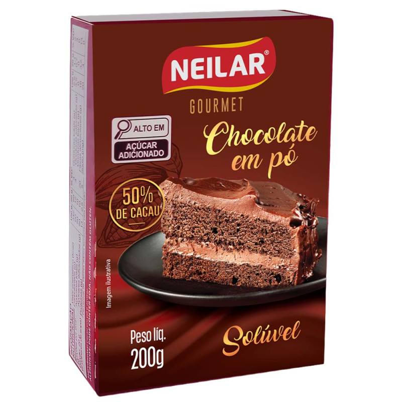 CHOCOLATE EM PÓ SOLÚVEL NEILAR 200GR CACAU 50% - CX COM 12 UN