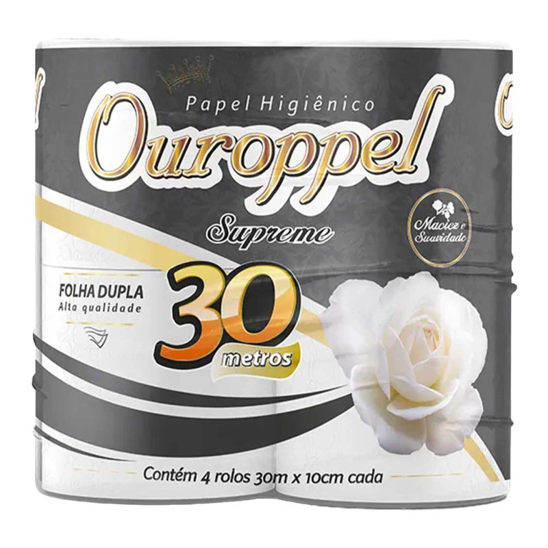 PAPEL HIGIÊNICO SUPREME OUROPPEL 4X30MT FOLHA DUPLA - FD COM 16 PC