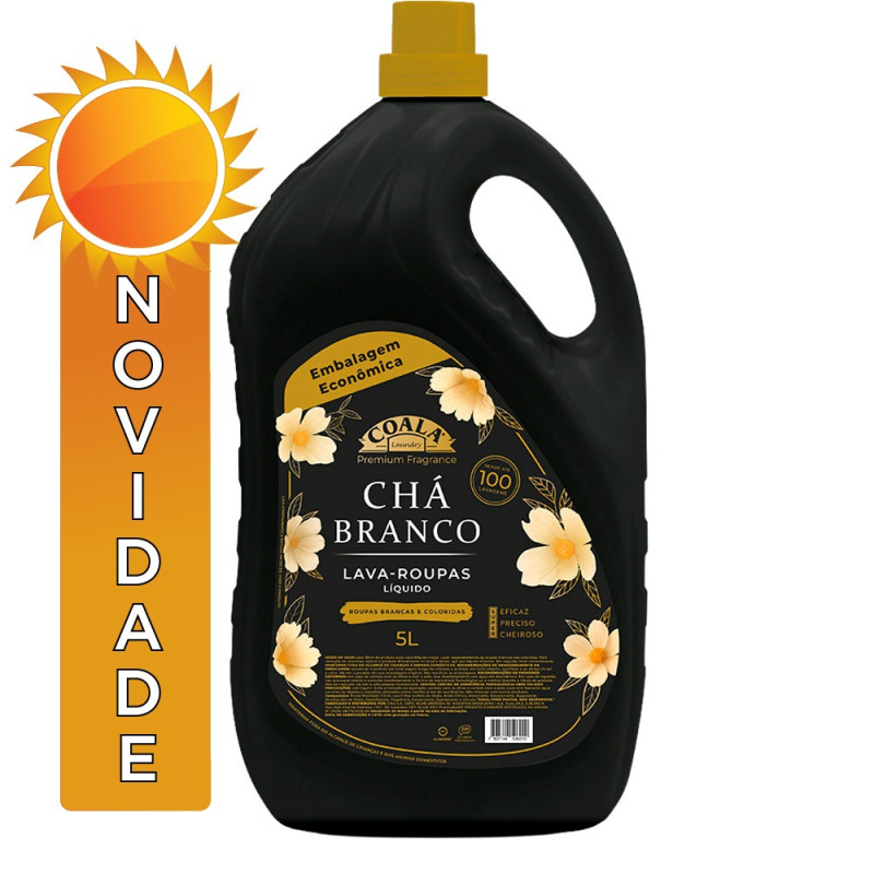 LAVA-ROUPAS LÍQUIDO COALA LAUNDRY 5 LITROS CHÁ BRANCO - CX COM 3 UN