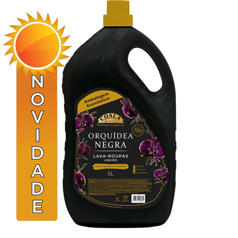 LAVA-ROUPAS LÍQUIDO COALA LAUNDRY 5 LITROS ORQUÍDEA NEGRA - CX COM 3 UN