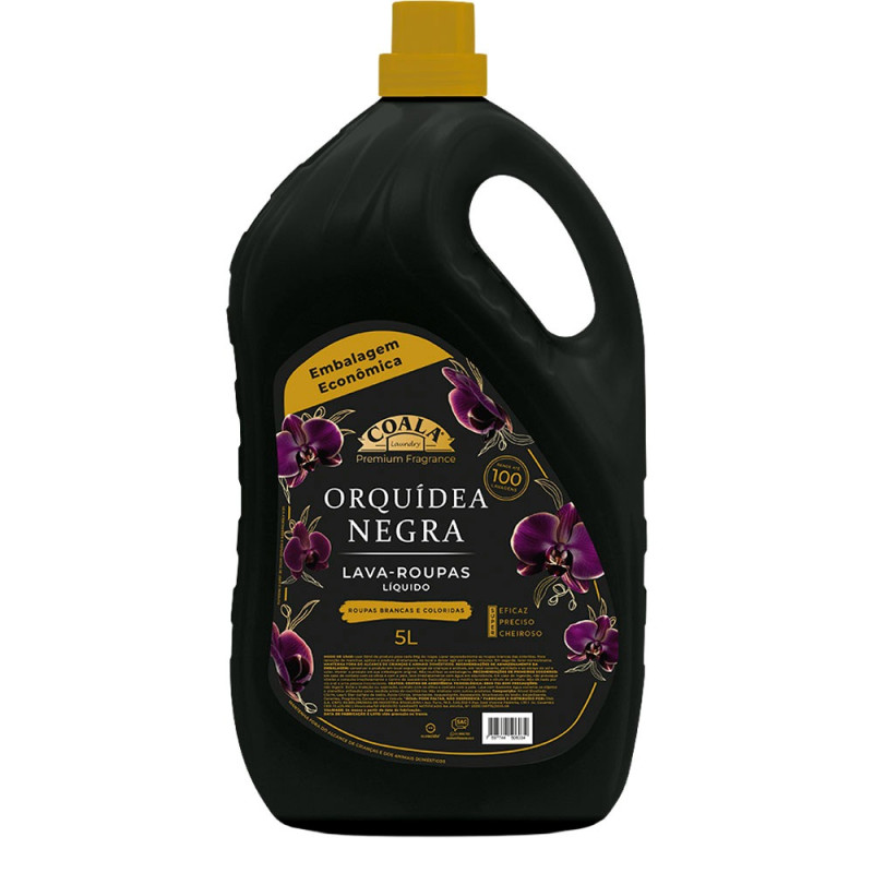 LAVA-ROUPAS LÍQUIDO COALA LAUNDRY 5 LITROS ORQUÍDEA NEGRA - CX COM 3 UN