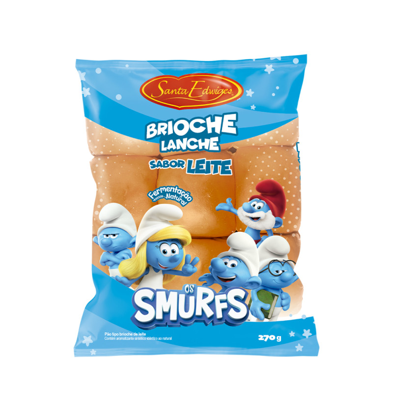PÃO BRIOCHE LANCHE SANTA EDWIGES SMURFS 270GR LEITE - CX COM 9 PC