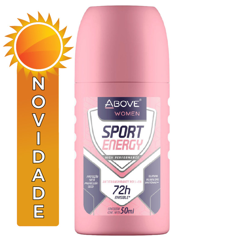 DESODORANTE ROLL-ON ABOVE 72H 50ML SPORT ENERGY WOMAN - CX COM 12 UN