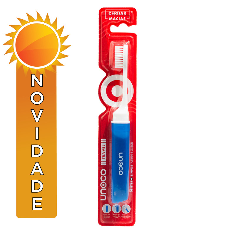 ESCOVA DENTAL ADULTA UNOCO CERDAS MACIA TRAVEL - PC COM 12 UN