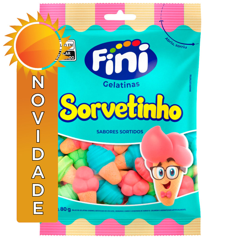 BALA DE GELATINA FINI 80GR SORVETINHO - CX COM 12 UN