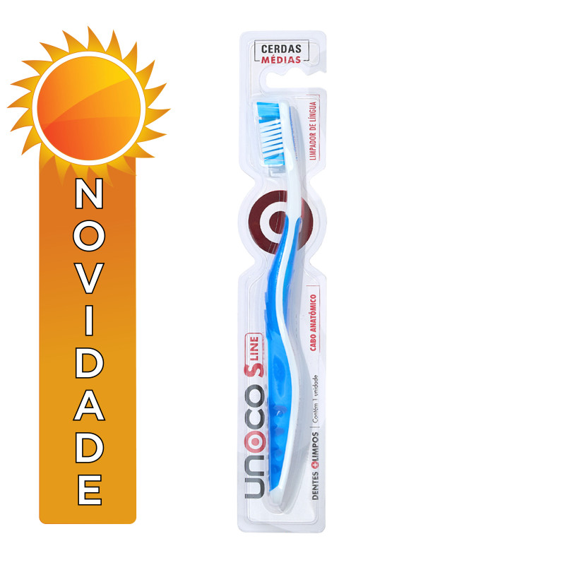 ESCOVA DENTAL ADULTA UNOCO CERDAS MÉDIAS SLINE - PC COM 12 UN