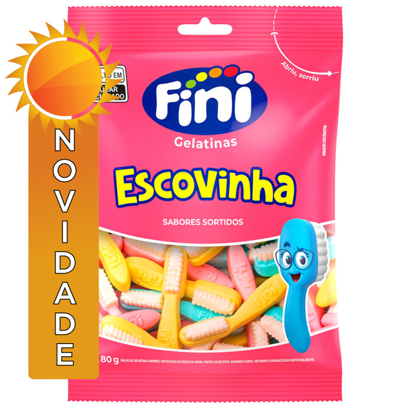 BALA DE GELATINA FINI 80GR ESCOVINHA - CX COM 12 UN