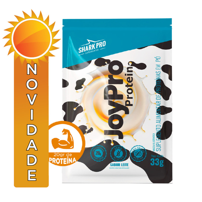 WHEY PROTEIN JOYPRO SHARK PRO SACHÊ 33GR LEITE - DP COM 10 UN