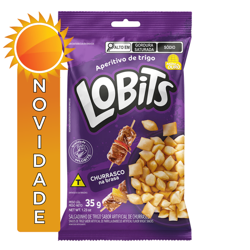 SALGADINHO DE TRIGO LOBITS 35GR CHURRASCO NA BRASA - CX COM 20 UN