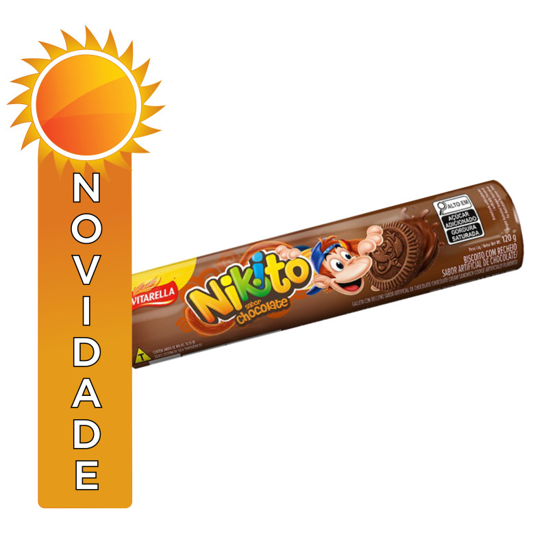 BISCOITO RECHEADO NIKITO 120GR CHOCOLATE - CX COM 30 UN