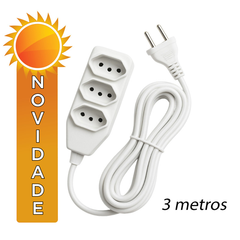 EXTENSÃO MÚLTIPLA 2P+T 10A IBÉRICA 3 METROS - UNIDADE