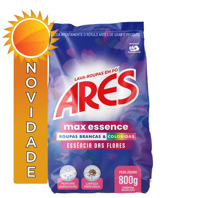 LAVA ROUPAS EM PÓ MAX ARES 800GR ESSENCE - CX COM 10 UN