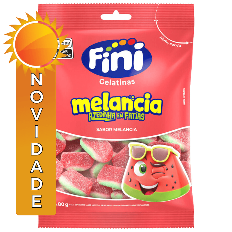 BALA DE GELATINA FINI 80GR MELANCIA AZEDINHA EM FATIAS - CX COM 12 UN