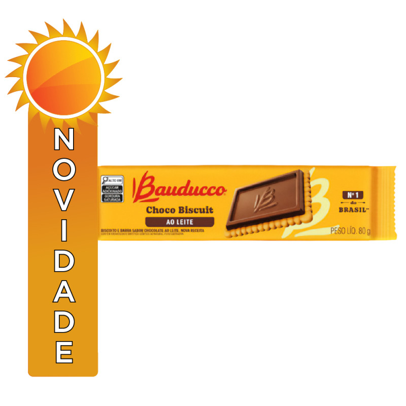 BISCOITO CHOCO BISCUIT BAUDUCCO 80GR AO LEITE - CX COM 24 UN