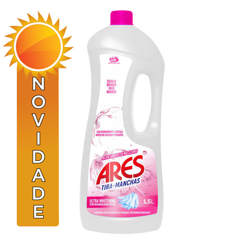 ALVEJANTE LÍQUIDO SEM CLORO ARES 1,5 LITRO ULTRA WHITENING - CX COM 6 UN
