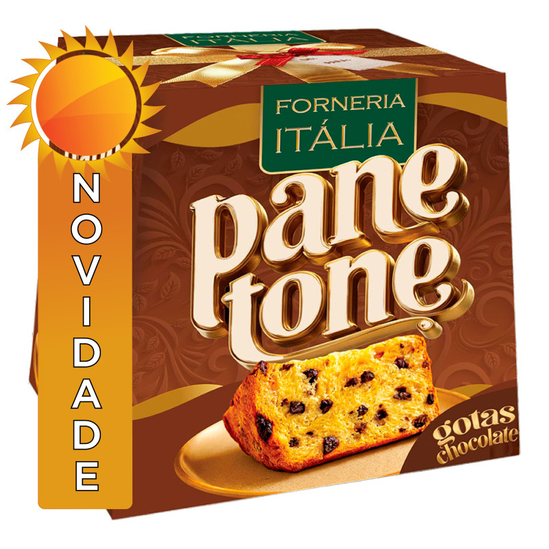 PANETTONE FORNERIA ITÁLIA 300GR GOTAS DE CHOCOLATE - UNIDADE