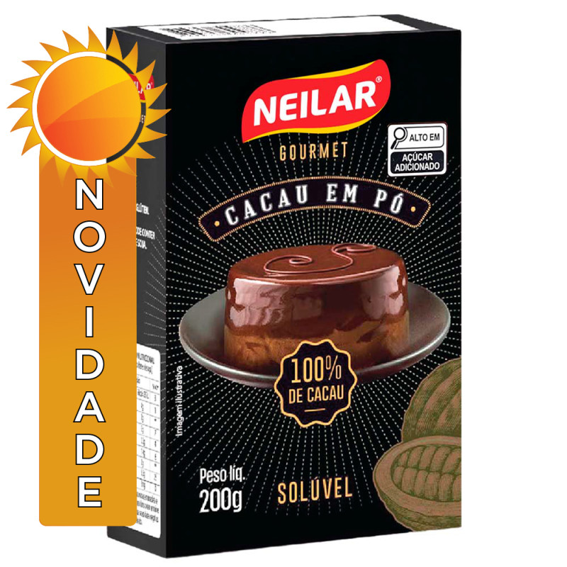 CHOCOLATE EM PÓ SOLÚVEL NEILAR 200GR CACAU 100% - CX COM 12 UN