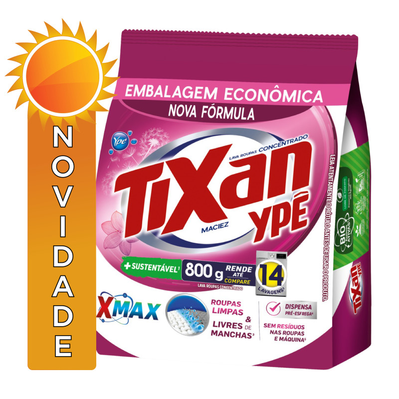 LAVA ROUPAS EM PÓ TIXAN YPÊ 800GR  MACIEZ - CX COM 20 UN