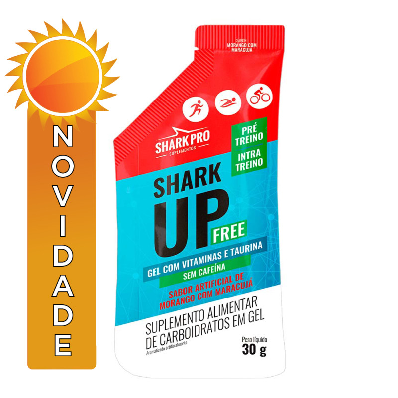 PRÉ-TREINO SHARK UP FREE SHARKPRO GEL 30GR MORANGO COM MARACUJÁ - DP COM 10 UN