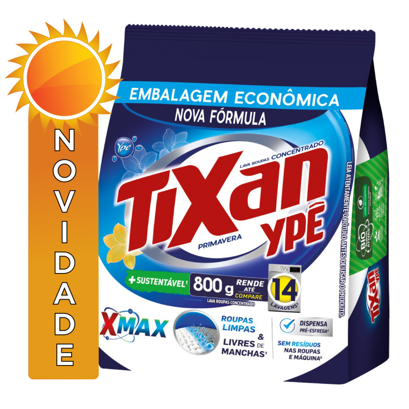 LAVA ROUPAS EM PÓ TIXAN YPÊ 800GR PRIMAVERA - CX COM 20 UN