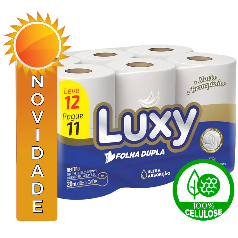 PAPEL HIGIÊNICO LUXY NEUTRO 12X20MT FOLHA DUPLA - FD COM 6 PC