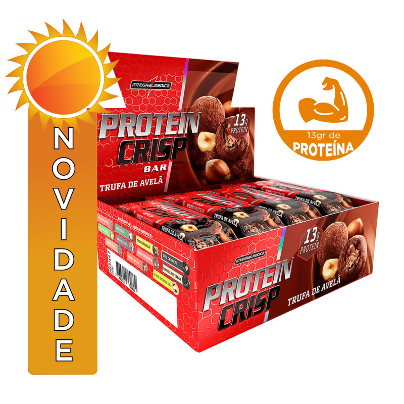 BARRA PROTEIN CRISP INTEGRALMEDICA 45GR TRUFA AVELÃ - DP COM 12 UN