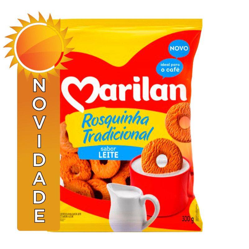 ROSQUINHA TRADICIONAL MARILAN 300GR LEITE - CX COM 32 UN
