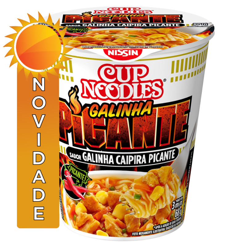 MACARRÃO INSTANTÂNEO NISSIN CUP NOODLES 68GR GALINHA CAIPIRA PICANTE - CX COM 24 UN