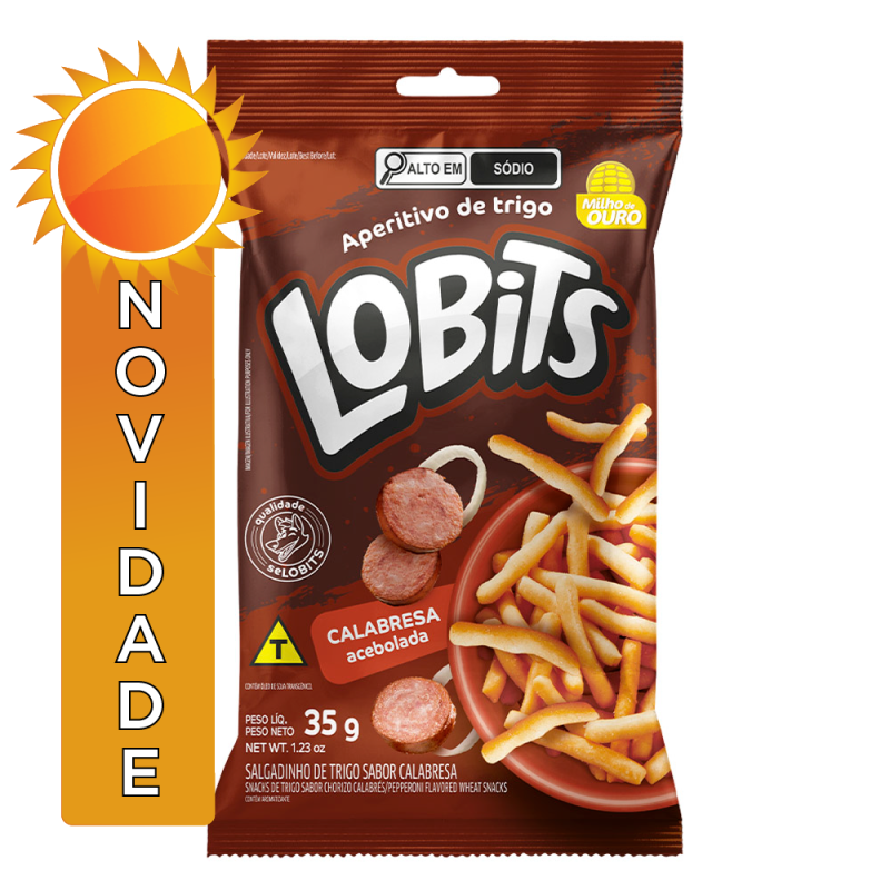 SALGADINHO DE TRIGO LOBITS 35GR CALABRESA ACEBOLADA - CX COM 20 UN