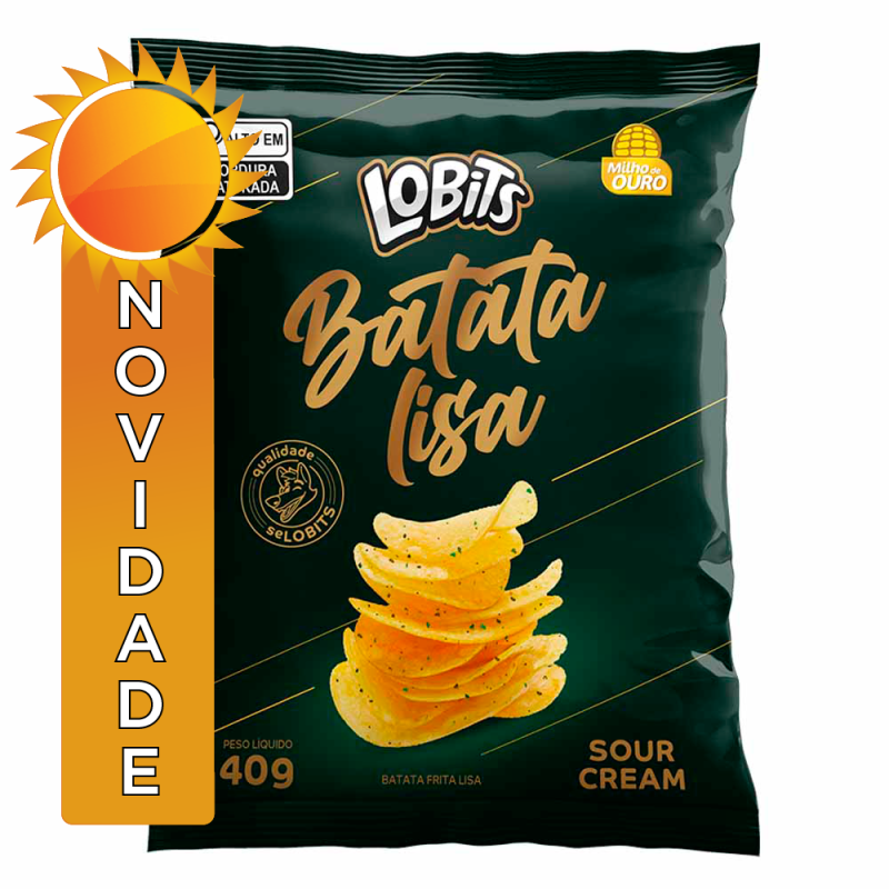 BATATA LISA LOBITS 40GR SOUR CREAM - CX COM 30 UN