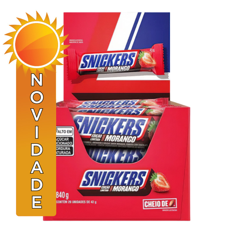 CHOCOLATE SNICKERS 42GR MORANGO - DP COM 20 UN