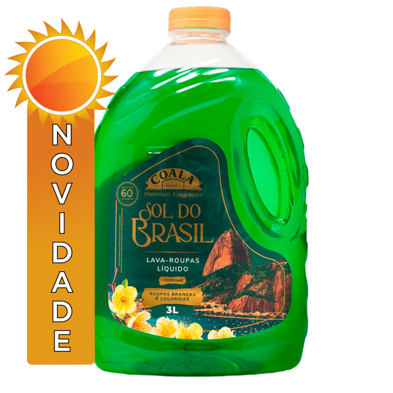 LAVA ROUPAS LÍQUIDO COALA 3 LITROS SOL DO BRASIL - CX COM 4 UN