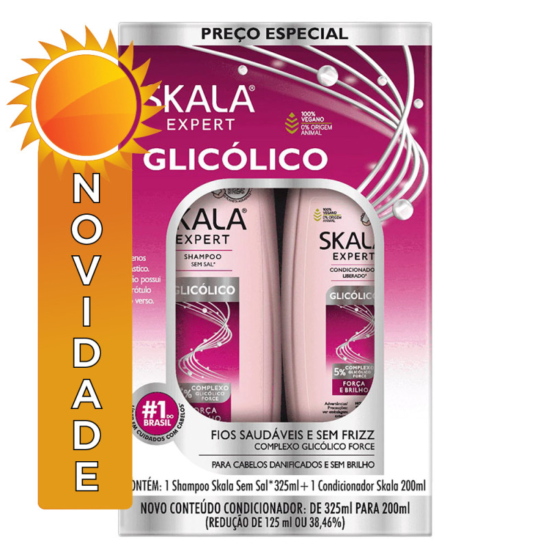 KIT SKALA SHAMPOO 325ML/ CONDICIONADOR 200ML GLICÓLICO - CX COM 3 UN