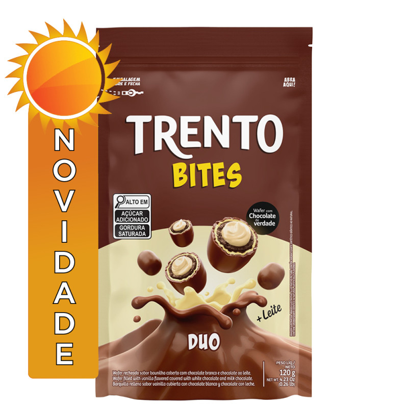 CHOCOLATE TRENTO PECCIN BITES POUCH 120GR DUO - CX COM 20 SC