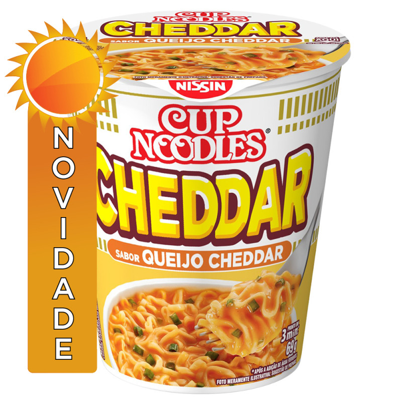 MACARRÃO INSTANTÂNEO NISSIN CUP NOODLES 69GR QUEIJO CHEDDAR - CX COM 24 UN
