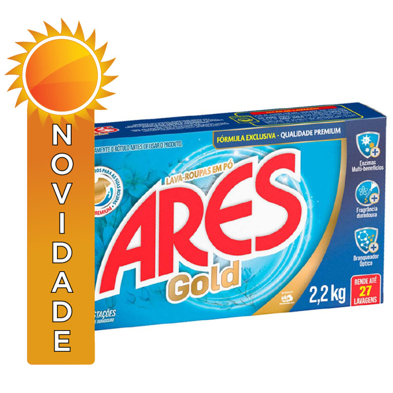 LAVA ROUPAS EM PÓ GOLD ARES 2,2 KILOS - CX COM 6 UN