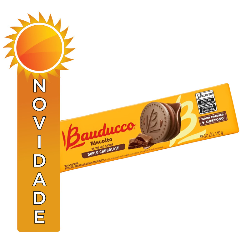 BISCOITO GULOSOS BAUDUCCO 140G - DUPLO CHOCOLATE CX COM 56 UN