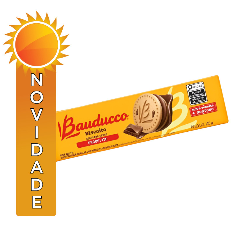 BISCOITO RECHEADO BAUDUCCO  140GR CHOCOLATE - CX COM 56 UN