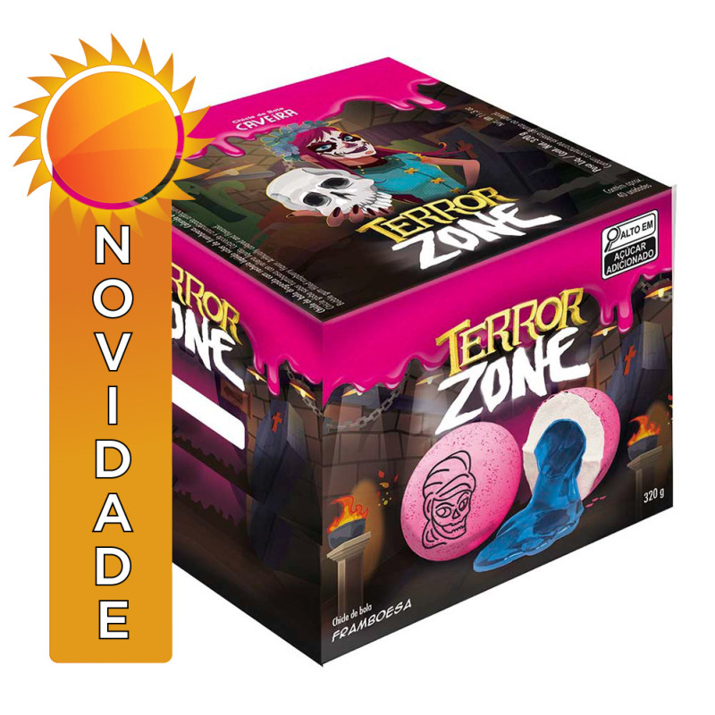 CHICLE SUKEST TERROR ZONE 320GR CAVEIRA FRAMBOESA - DP COM 40 UN
