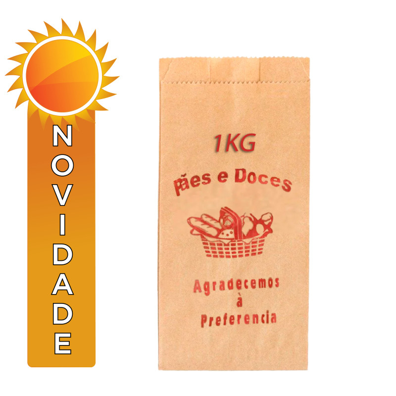SACO DE PAPEL NATURAL PIN - 1 KG (2 PÃES) PC COM 500 UN