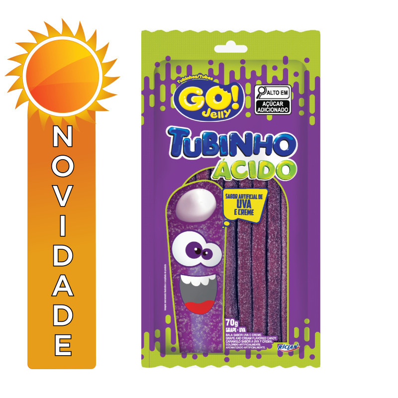TUBES TUBINHO ÁCIDO GO JELLY 70GR UVA CÍTRICA - CX COM 12 UN