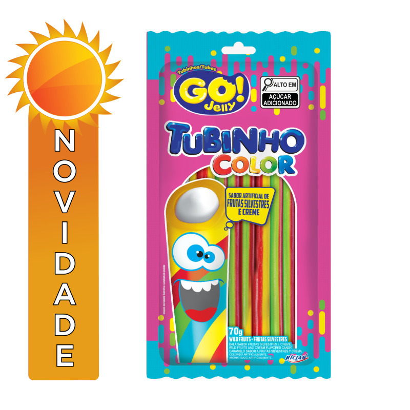 TUBES TUBINHO COLOR GO JELLY 70GR FRUTAS SILVESTRES - CX COM 12 UN